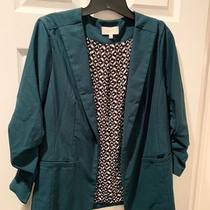 Skies are Blue Raja Collarless Blazer - Teal Green - Large